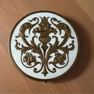 Vintage Compact Powder and Puff Rex Fifth Avenue - 1960's - Gold Plated Large